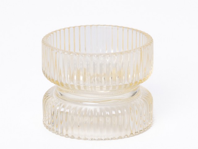 PORTACANDELA VETRO RIGATO AMBRA9X7CM