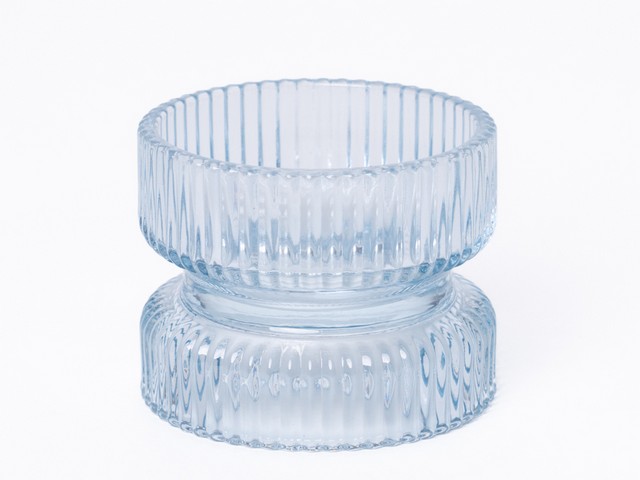 PORTACANDELA VETRO RIGATO POLVERE 9X7CM