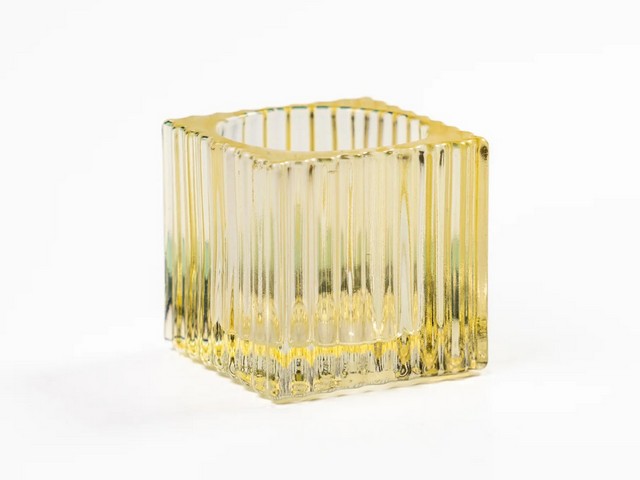 PORTATEALIGHT VETRO RIGATO AMBRA 5X5CM