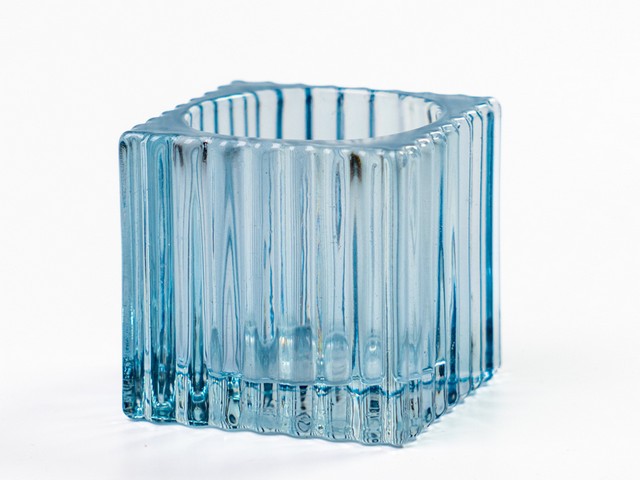 PORTATEALIGHT VETRO RIGATO POLVERE  5X5CM