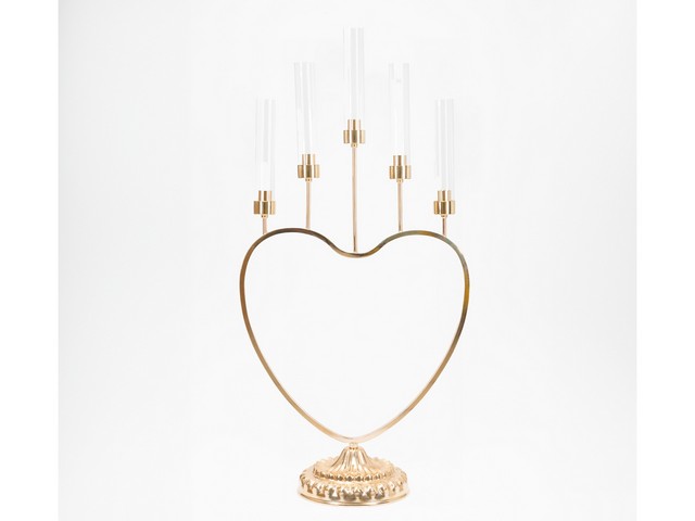 PORTACANDELE CUORE 5FIAMME ORO 103