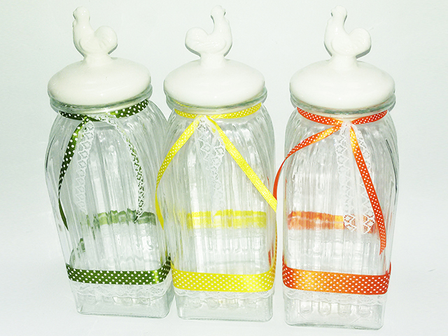 JAR Glass + CERAMIC 10X10XH31 28632 SHABBY CHIC TO TREND