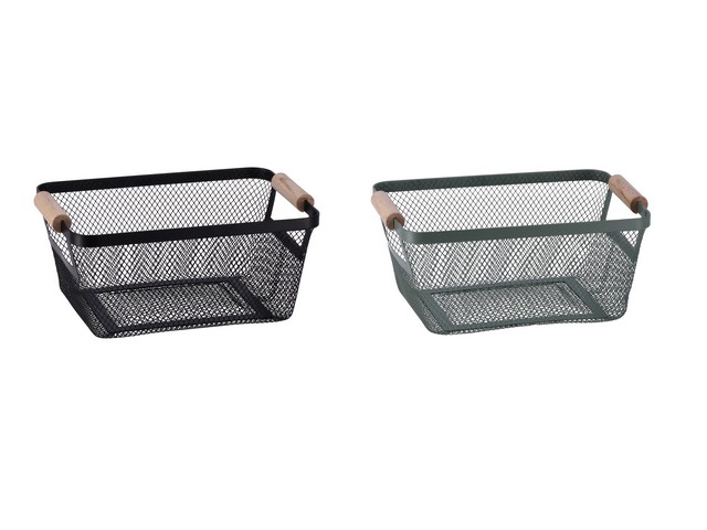 CESTINO FERRO E LEGNO 2 COLORI     25X17,5XH11 103376