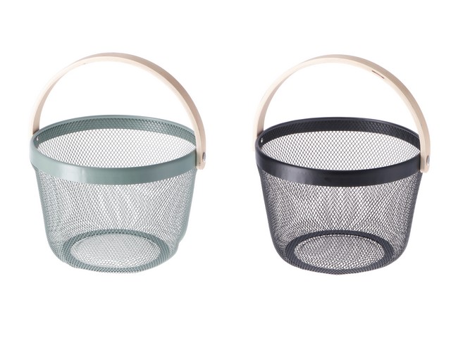 CESTINO FERRO E LEGNO 2 COLORI    25X24,5XH18 103378