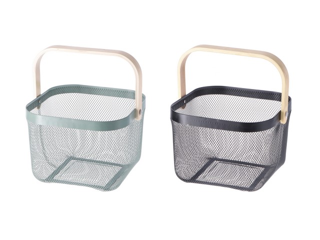 CESTINO FERRO E LEGNO 2 COLORI    D25,5XH17,5 103379