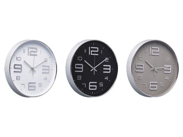 OROLOGIO DA PARETE PLASTICA 3 COLORI DIAMETRO CM.30 107067
