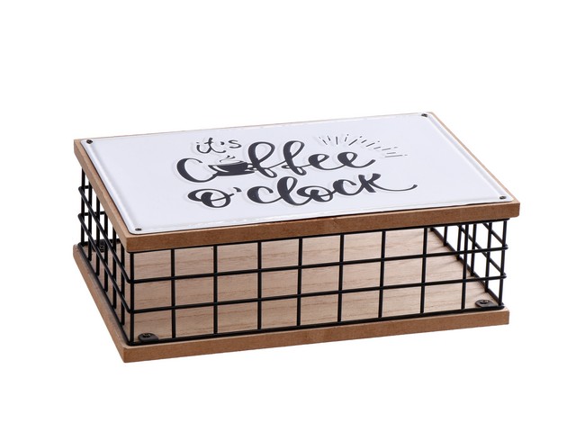 SCATOLA PORTA CAPSULE MDF E FERRO    24X16XH8 110106