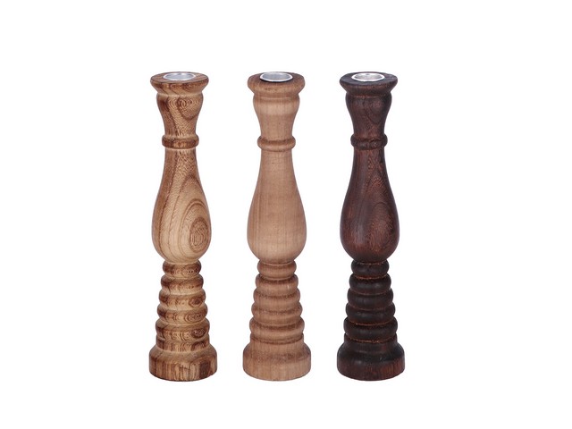 PORTACANDELA LEGNO FELIX 3 COLORI    DIAMETRO CM.8XH36 112299