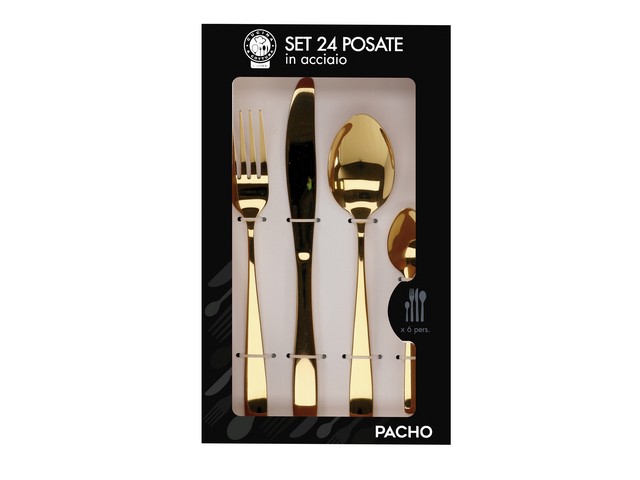 S/24 POSATE ACCIAIO PACHO ORO 115938