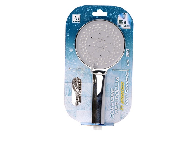 SOFFIONE DOCCIA 5 FUNZIONI+FLESSIBILE CM.150 120396
