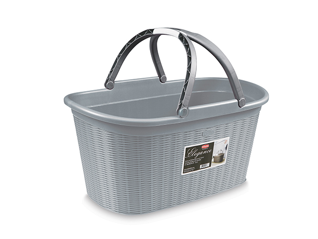 CESTA PORTABIANCHERIA C/MAN.ELEGANCE STONE GREY