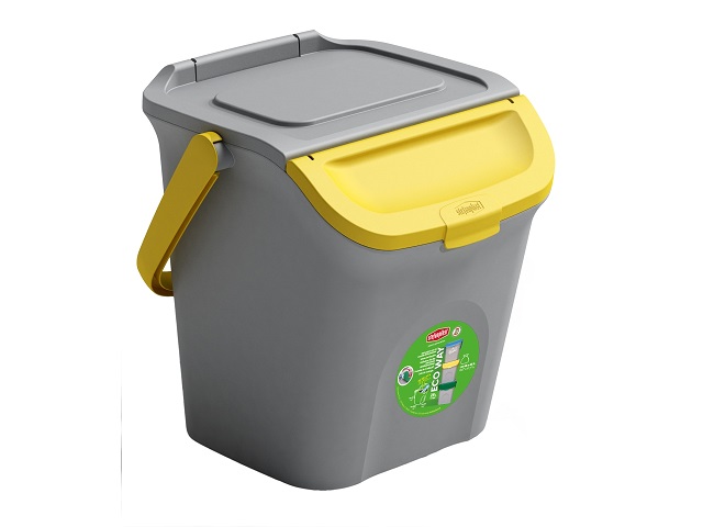 PATTUMIERA VERTICALE 28 LT ECO WAY GRIGIO/GIALLO