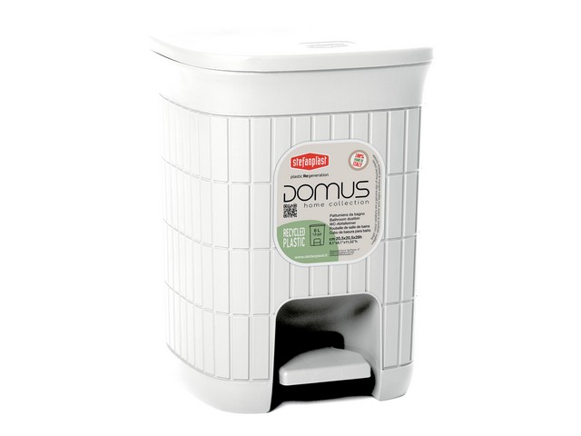 PATTUMIERA DA BAGNO DOMUS 6 LT BIANCO POLVERE 20,5x20,5x28h - lt 6