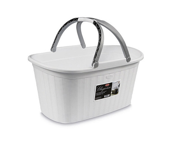 CESTA PORTABIANCHERIA C/MAN.ELEGANCE BIANCO