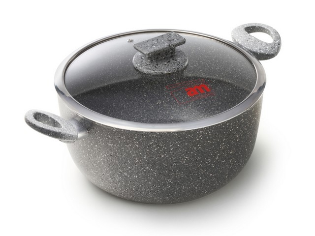 REGINA DI PIETRA CASSERUOLA CM.20 COP.VETRO 2/MAN. INDUZIONE