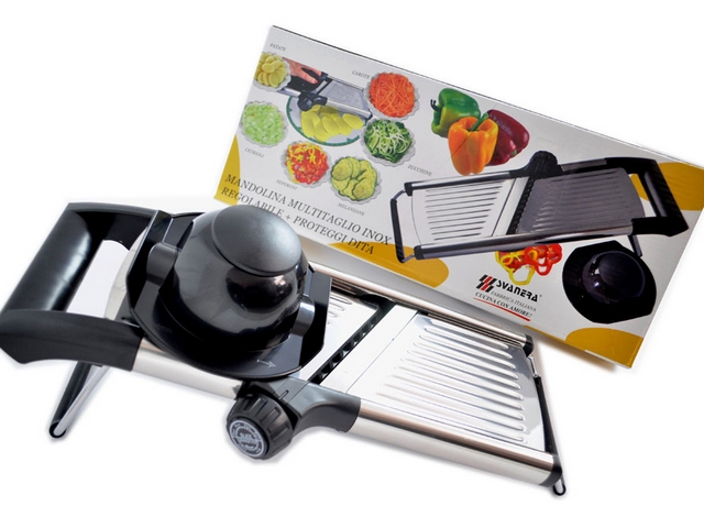 MANDOLINA MULTITAGLIO INOX REG.    CON PROTEGGIDITA 7624