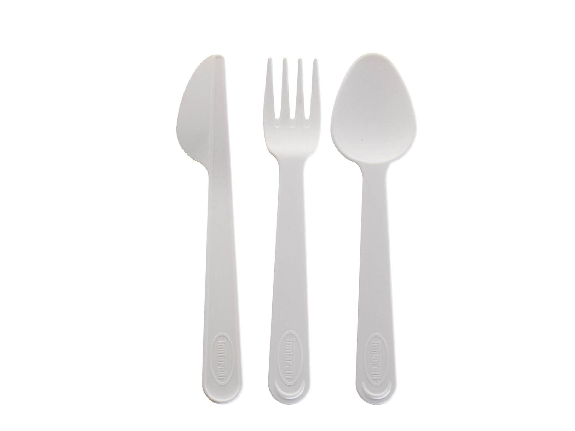SET CUCCHIAIO+FORCHETTA+COLTELLO BIANCO