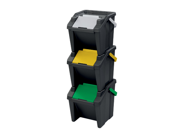 PATTUMIERE VERTICALE 3 PZ 30LT NERE+MAN.B/G/V