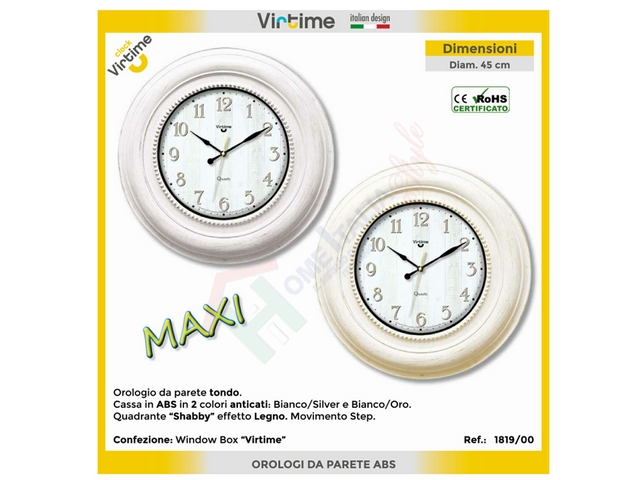 OROLOGIO TONDO D.45 SHABBY EFF.LEGNO 1819/00