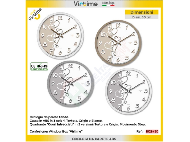 OROLOGIO TONDO D.30 CUORI 1829/50