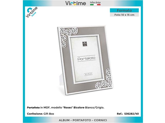 PORTAFOTO MDF ROSES BICOLOR CM.10X15B.COeGRIGIO S36282/40
