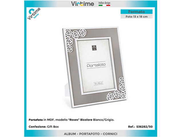 PORTAFOTO MDF ROSES BICOLOR CM.13X18B.COeGRIGIO S36282/50