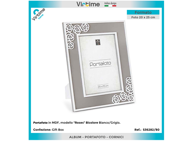 PORTAFOTO MDF ROSES BICOLOR CM.20X25B.COeGRIGIO S36282/80