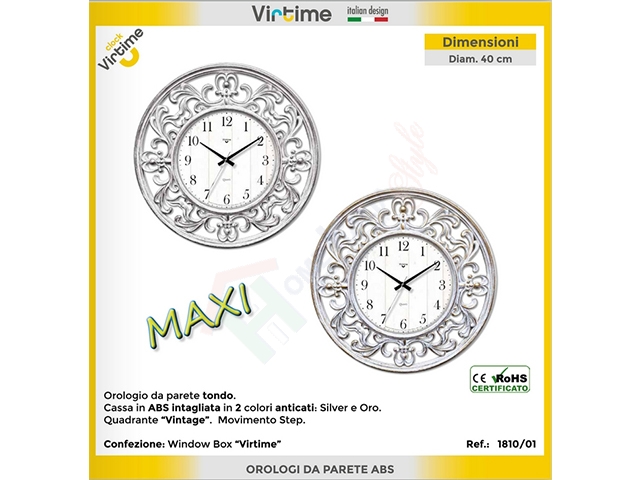 OROLOGIO TONDO MAXI  D.40 Q. DECO 2  COLORI ASS.1810/01