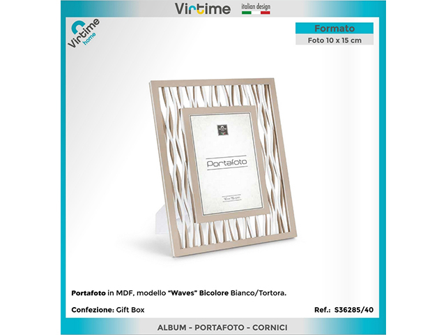 PORTA FOTO MDF\"WAVES\"BICOLOR 10X15CMB.COeGRIGIS36285/40\"
