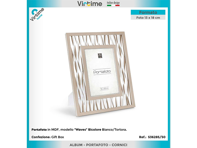 PORTA FOTO MDF\"WAVES\"BICOLOR 13X18CMB.COeGRIGIS36285/50\"