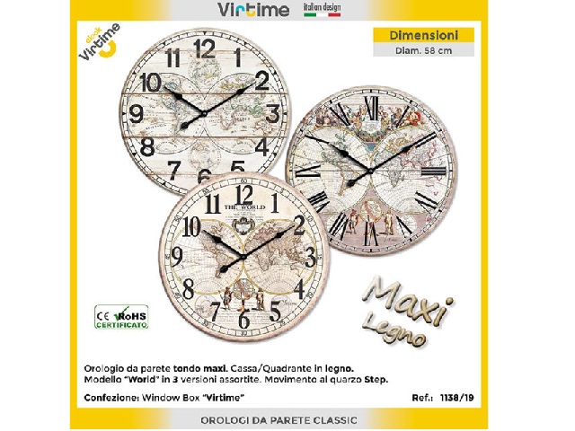 OROLOGIO LEGNO TONDO MAXI D.58 WORLD 1138/19