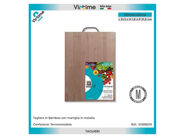 TAGLIERE BAMBOO 31.5X21.5X1.6CM MANIGLIA METALLO S13055/10