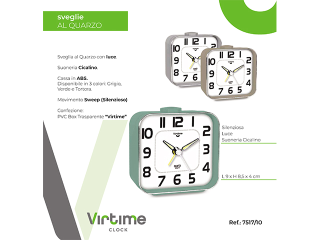 SVEGLIA QZ.QUADRATA SWEEP MVT+LUCE   ASS. 7517/10