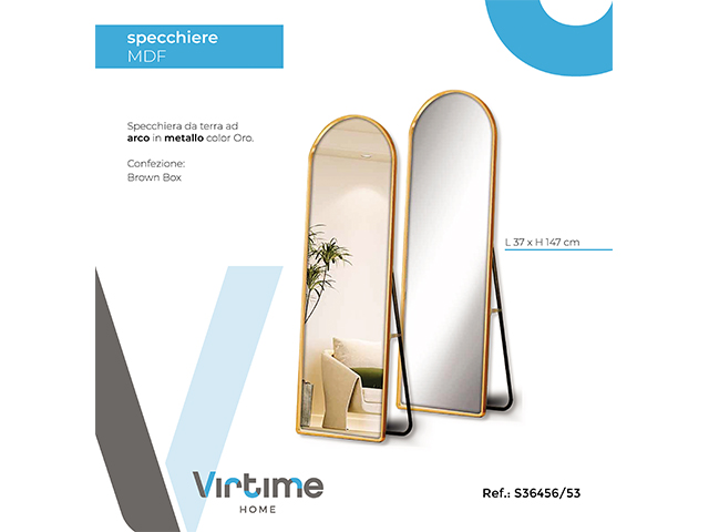SPECCHIO C/CORNICE METALLO STONDATO 37X147 CM GOLD S36456/53