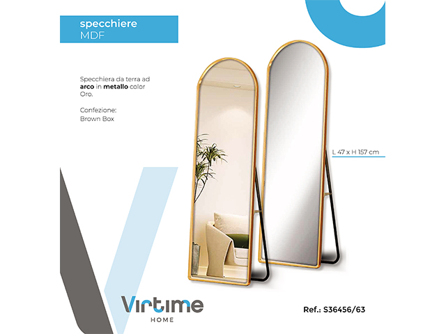 SPECCHIO C/CORNICE METALLO STONDATO 47X157 CM GOLD S36456/63