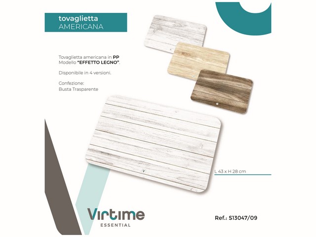 TOVAGLIETTA AMERICANA PP 43X28CM EFF. LEGNO 4C.ASS S13047/09