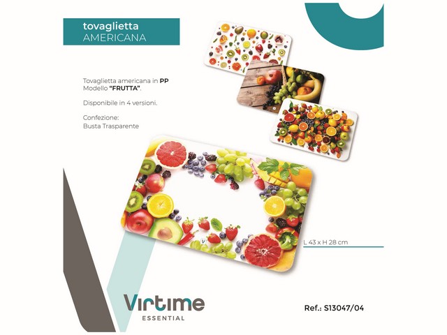 TOVAGLIETTA AMERICANA PP 43X28CM FRUTTA - 4C.ASS S13047/04