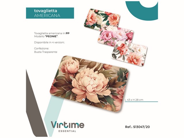 TOVAGLIETTA AMERICANA PP 43X28CM PEONIE - 4C.ASS S13047/20