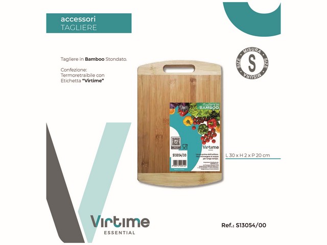 TAGLIERE BAMBOO 30X20X1.8CM STONDATO C/MANIGLIA S13054/00