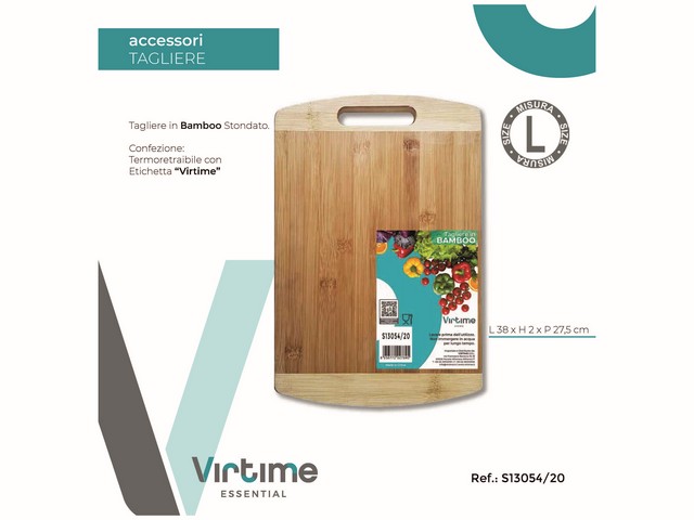 TAGLIERE BAMBOO 37.7X27.5.X1.8CM STOND. C/MANIGLIA S13054/20