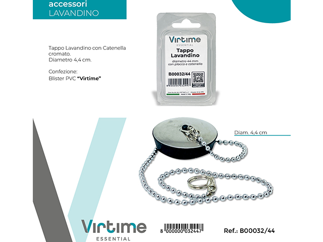 TAPPO LAVANDINO D.44 MM C/CATENELLA B00032/44