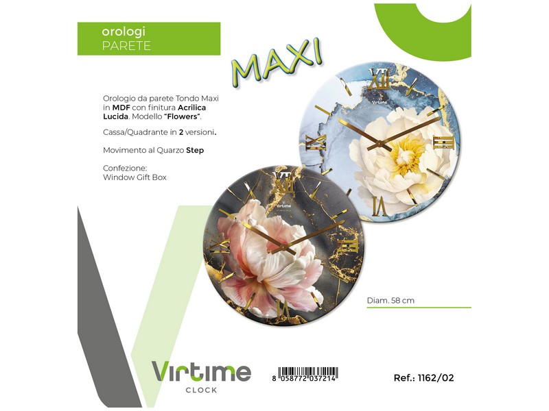 OROLOGIO MDF ACRYLIC D.58  FLOWERS 2 SOG.ASS. 1162/02
