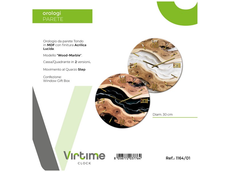 OROLOGIO MDF ACRYLIC D.30 WOOD MARBLE ASSORTITI 1164/01