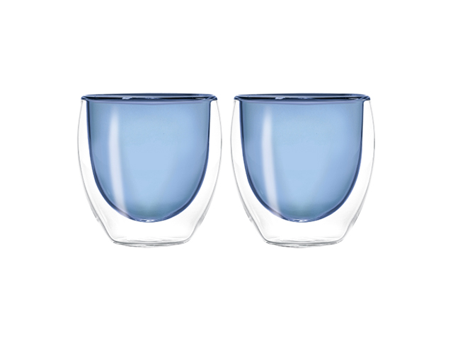 BICCHIERINI 2PZ 80ML DOPPIA PARETE COLORE BLU WD624BL