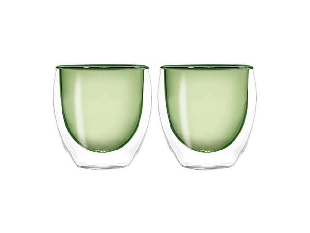BICCHIERINI 2PZ 80ML DOPPIA PARETE  COLORE VERDE WD624V