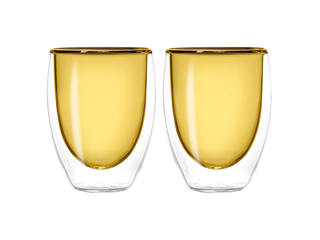 BICCHIERI 2PZ 220ML DOPPIA PARETE COLORE GIALLO WD625GI